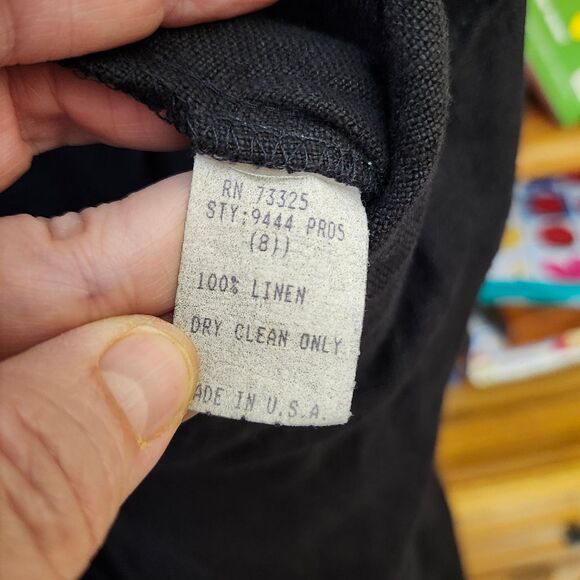 BEAU DAVID Vtg 80's ruffled neckline wrap 100% Linen dress Sz 10 - Picture 7 of 12